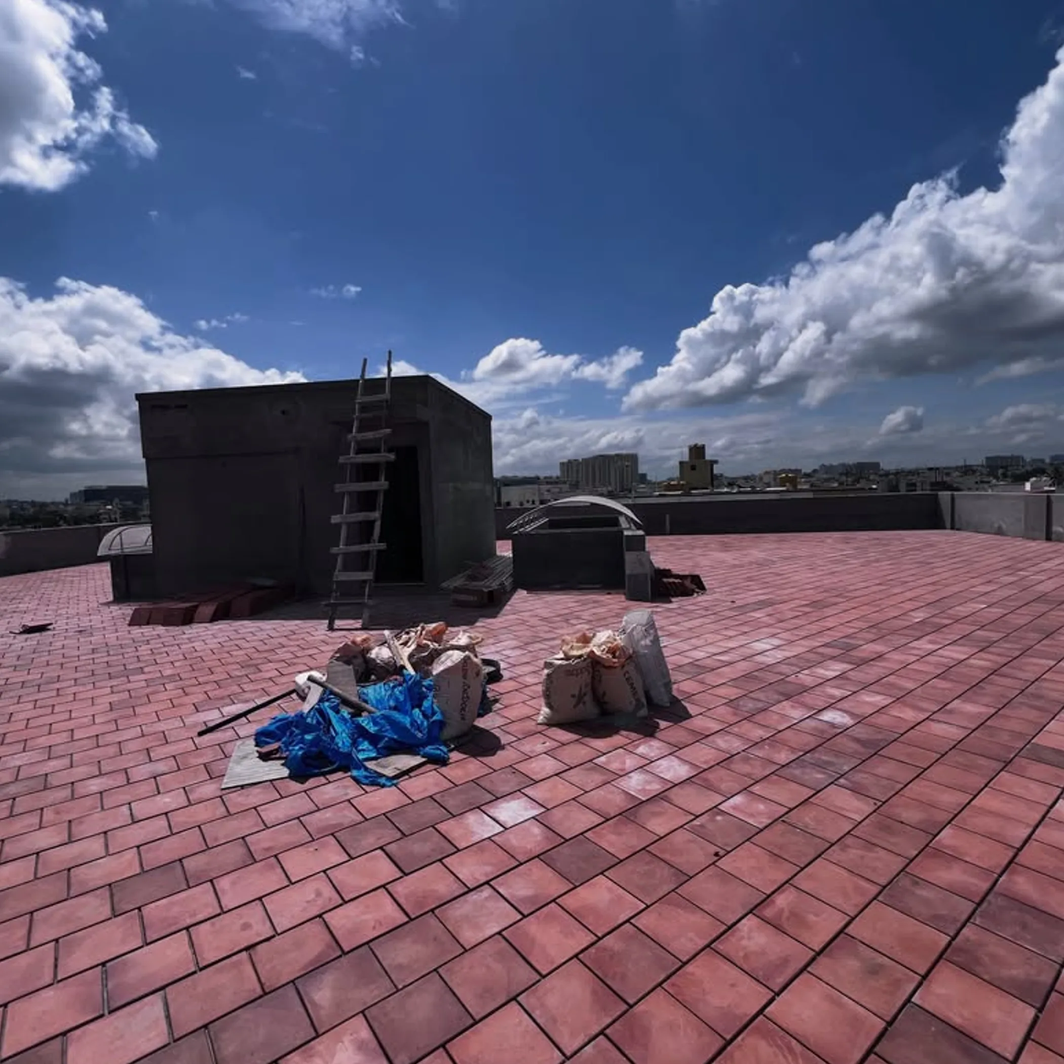 exterior tiling exposed to weather
